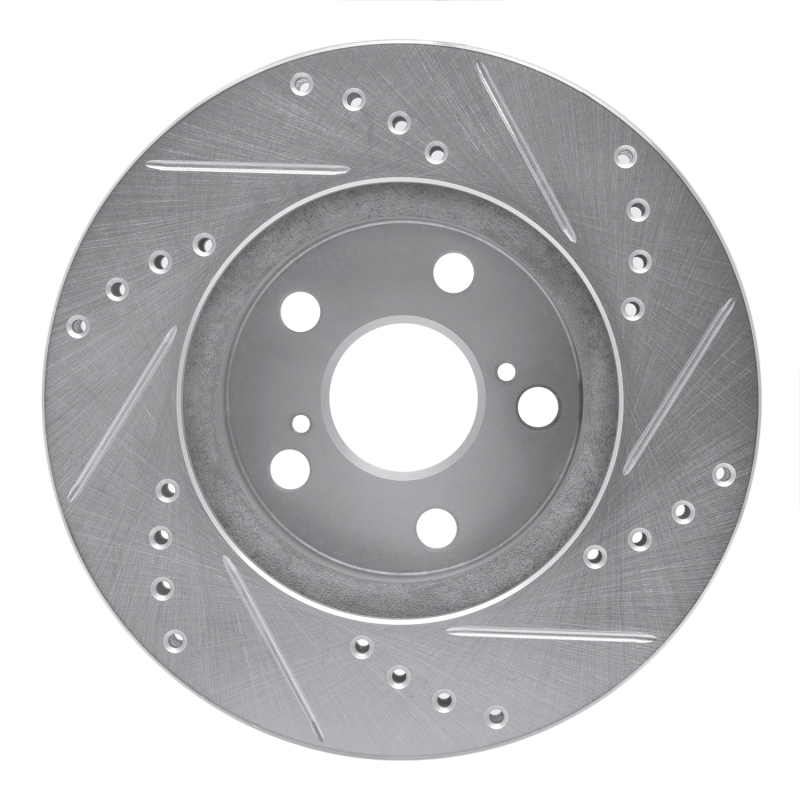 Toyota Celica Brake Rotor (1) - Front Left - R1 Concepts - Drilled & Slotted - Silver - `94-`00